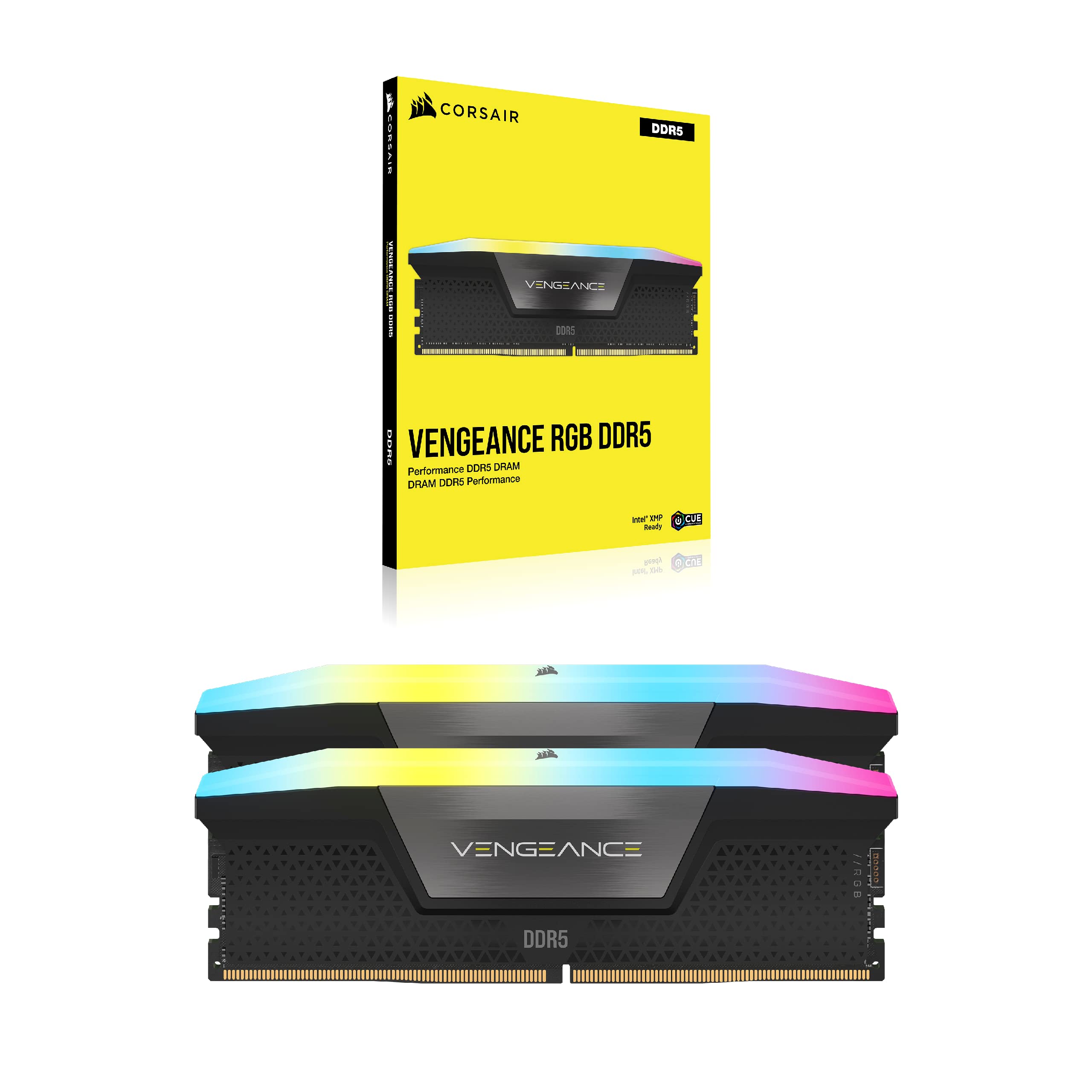 Corsair Vengeance RGB 32GB (2×16GB) DDR5 6000MT/s CL36 Gaming Memory – Black | AMD EXPO & Intel XMP